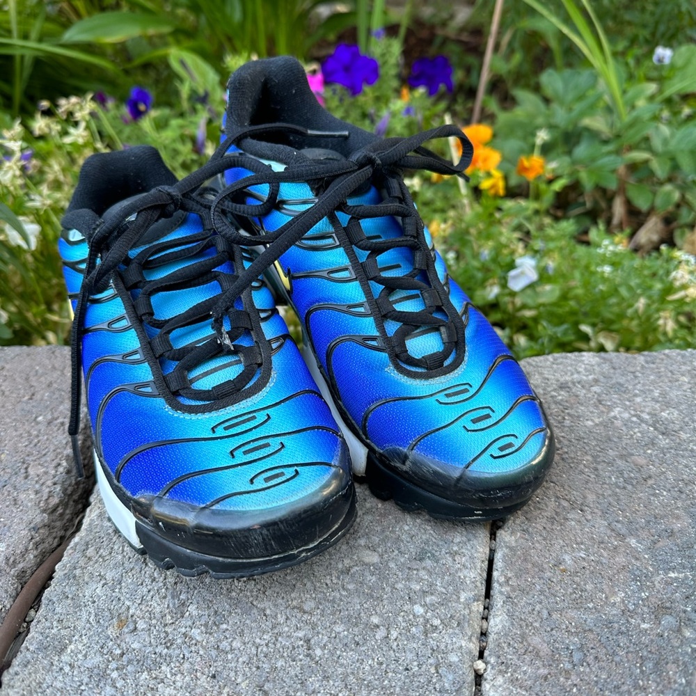 Nike Air Max Hyper Blue plus TN youth size 5, unisex style and color.